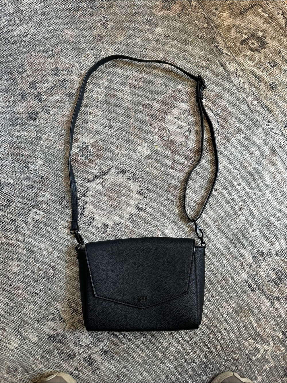 Freshly Picked Black Pebbled Leather Crossbody Bag